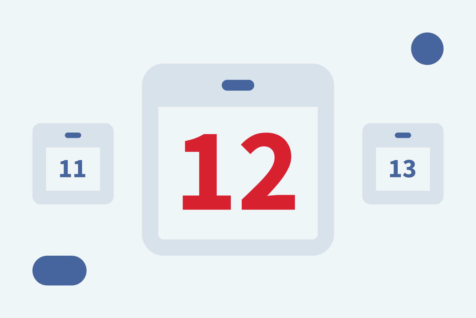 Grafik mit drei Kalenderblättern