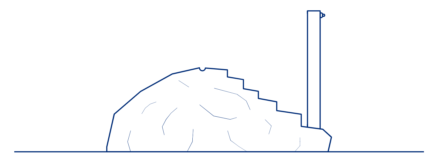 Illustration einer Wassersäule neben einem Quellstein.