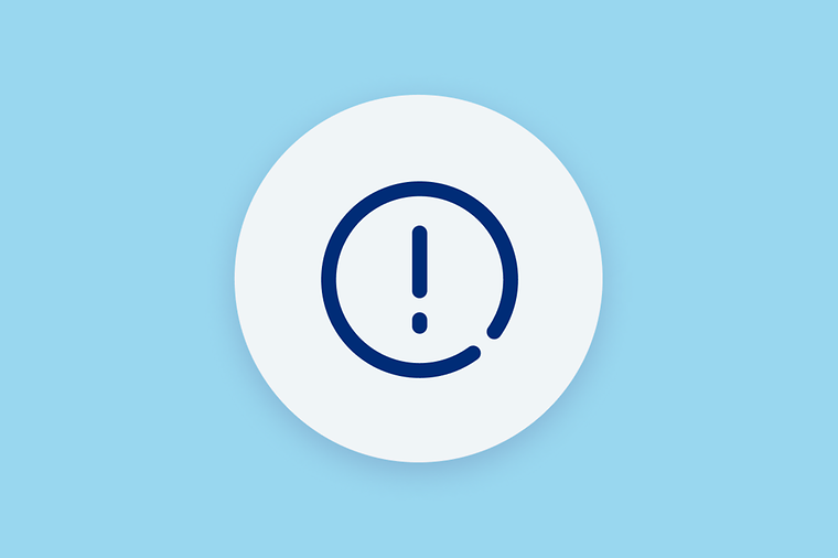  Icon-Bild: Blaues Ausrufezeichen im blauen Kreis