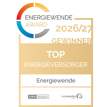 Energiewende Award 2026/27: Gewinner als Top-Energieversorger in der Kategorie Energiewende.