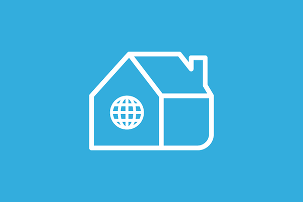 Icon Haus mit vernetztem Globus