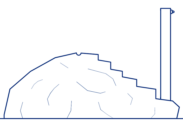 Illustration einer Wassersäule neben einem Quellstein.