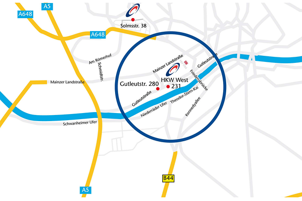 Illustration der Anfahrt zum Mainova Heizkraftwerk West